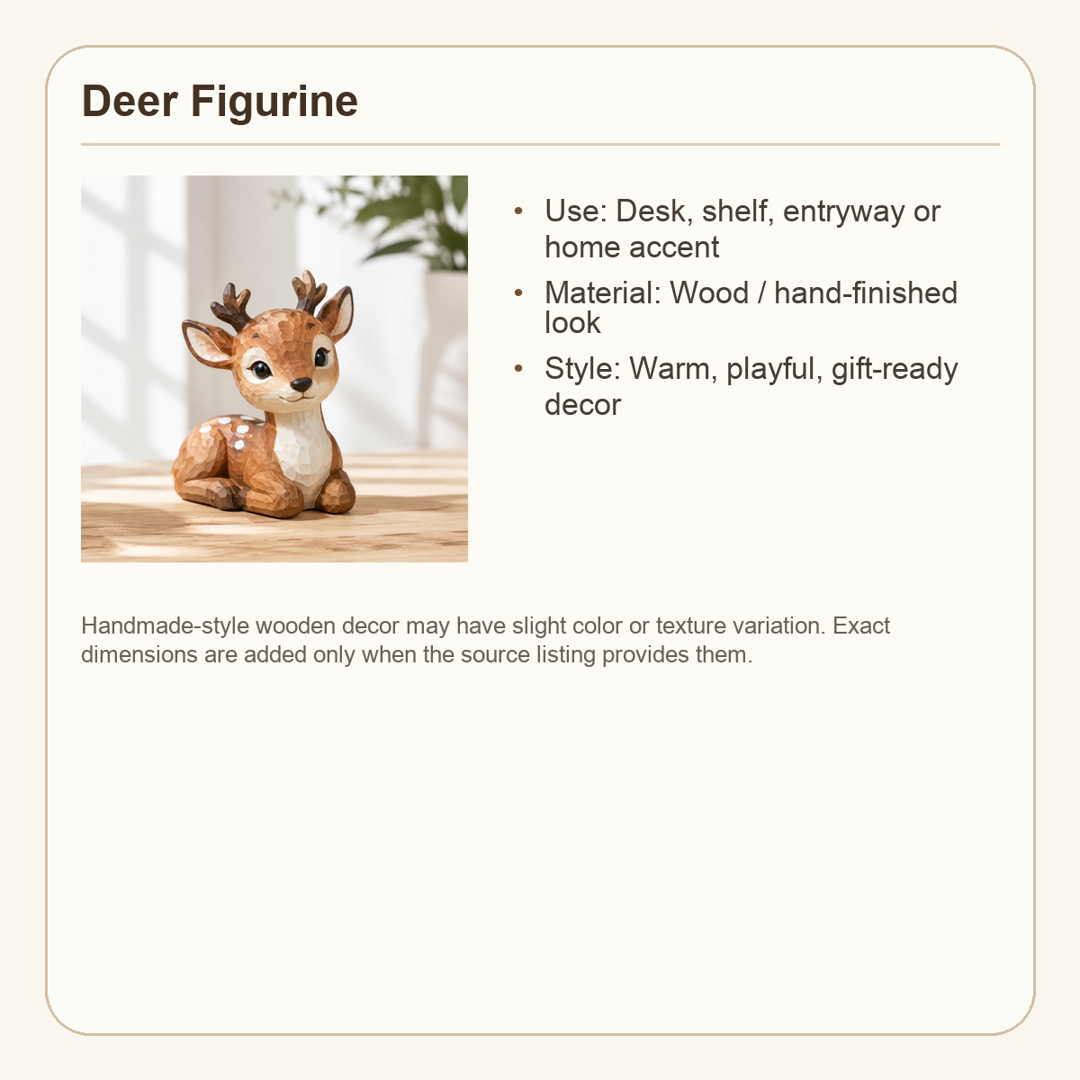 Gentle Deer Wooden Figurine