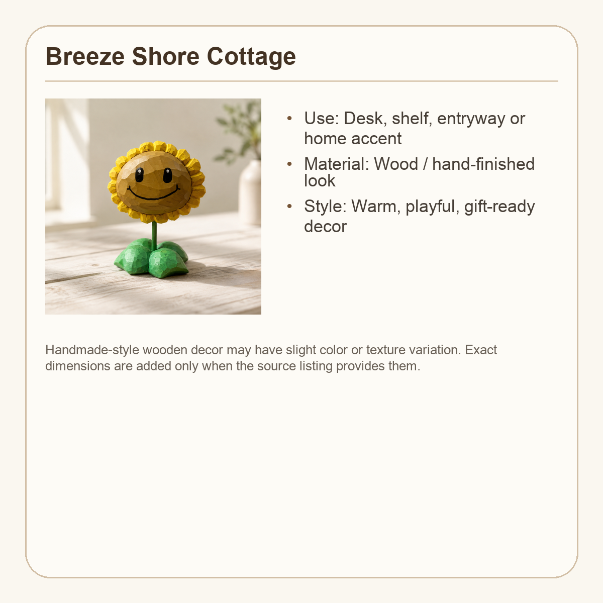 Sunflower Figurine | Handmade Wooden Desk Decor