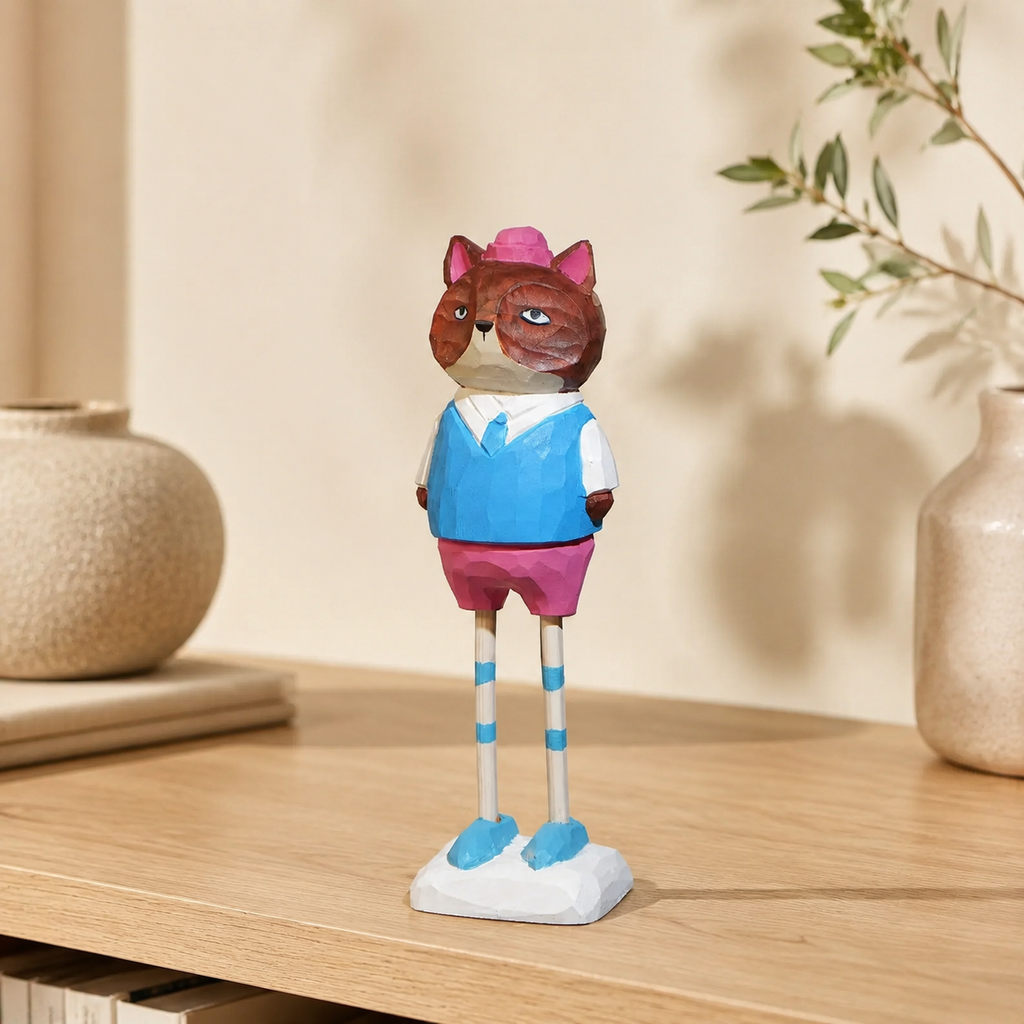 Long-Leg Animal Wooden Figurines - Mr. Fox - Western lifestyle product photo