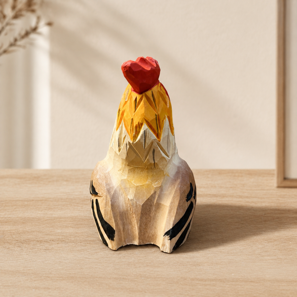 Rooster Phone Stand | Handmade Wooden Desk Decor - AI lifestyle product photo