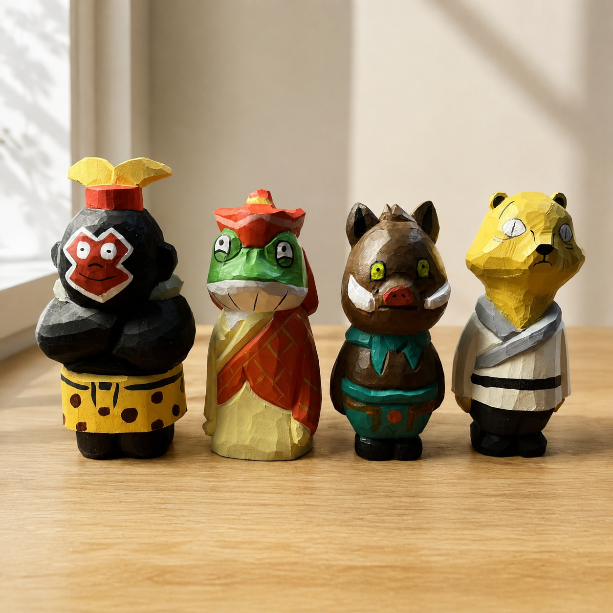 Langlang Mountain Monster | Handmade Wooden Decor - Set of Four