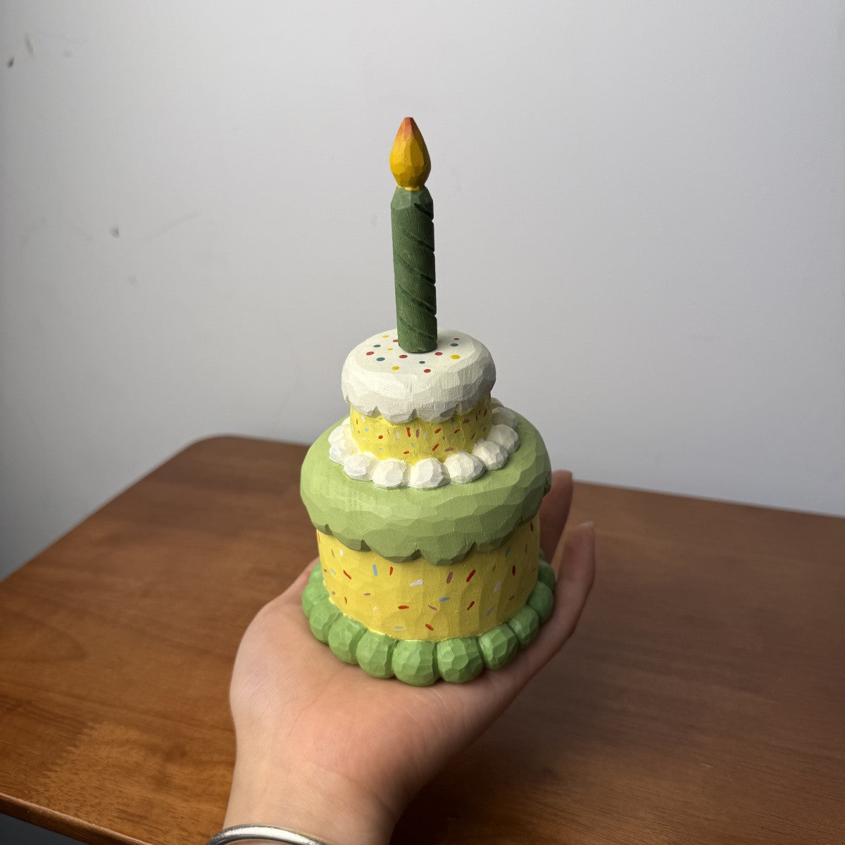 Birthday Cake Wooden Decor | Handmade Wooden Desk Decor