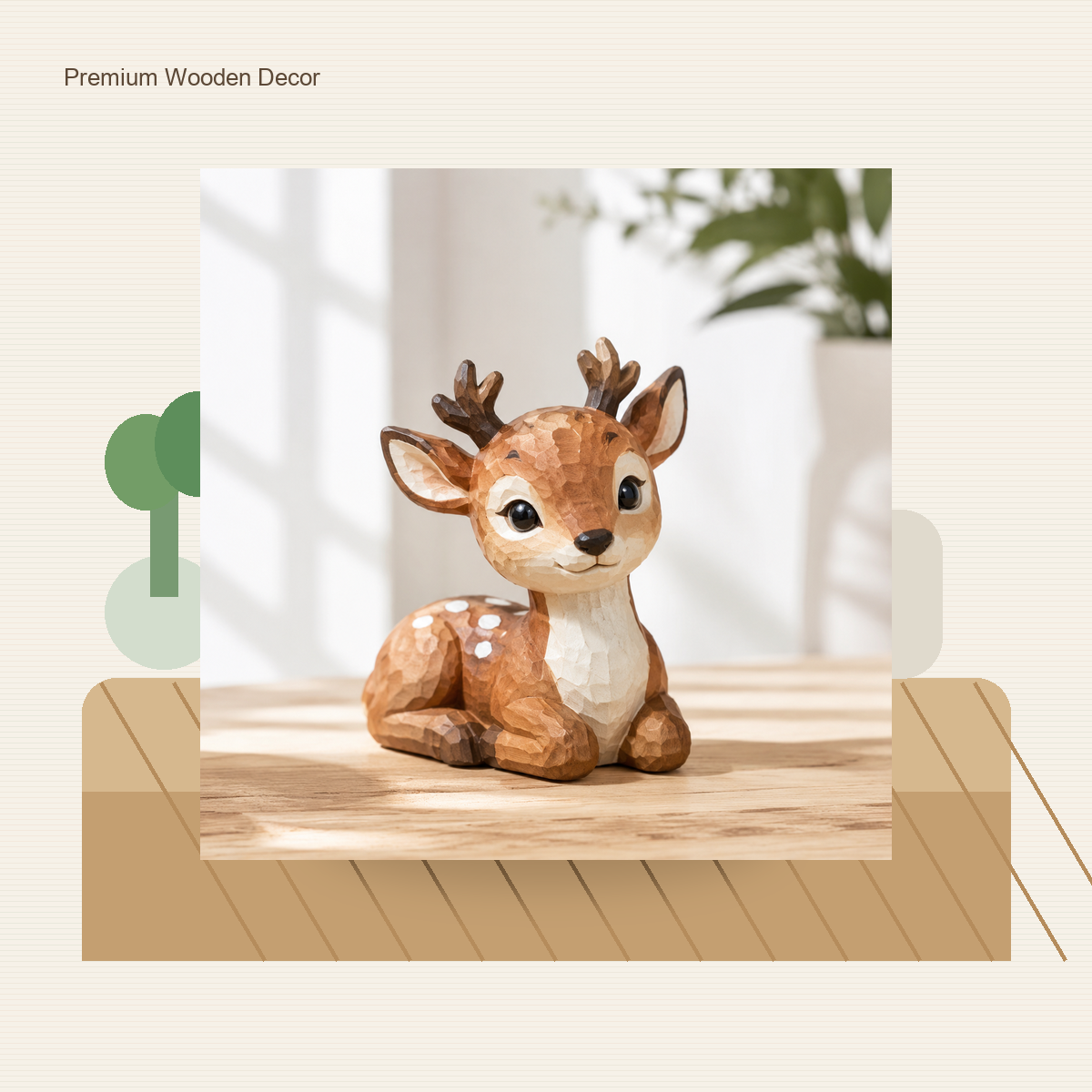 Gentle Deer Wooden Figurine