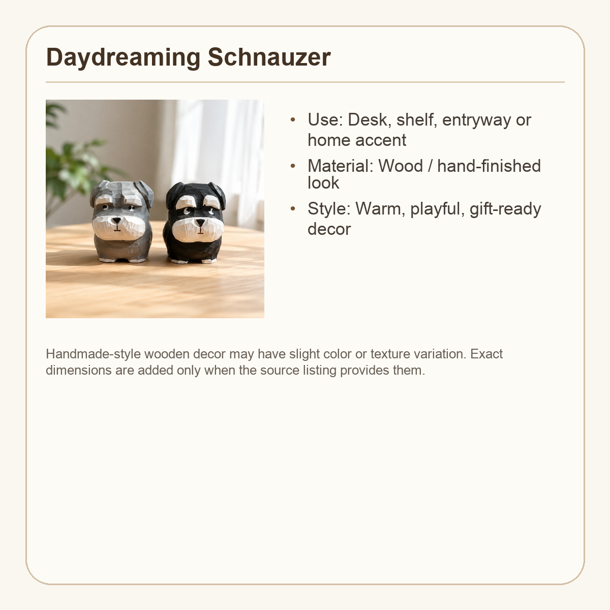 Daydreaming Schnauzer Wooden Figurine