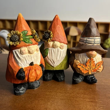 Forest Gnome Figurine | Handmade Wooden Desk Decor