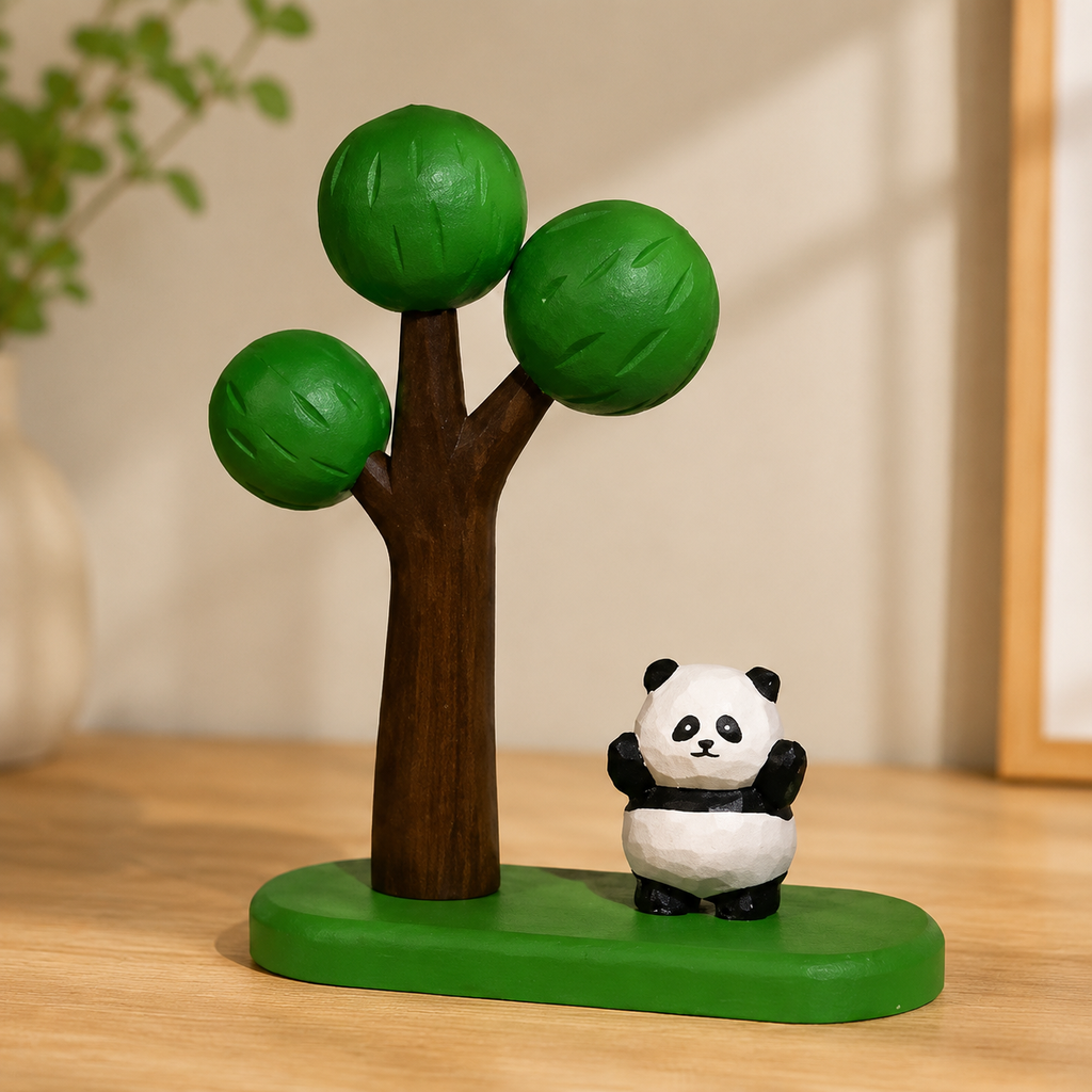 Big Tree Wooden Scene Collection — Big Green Tree with Waving Red Panda