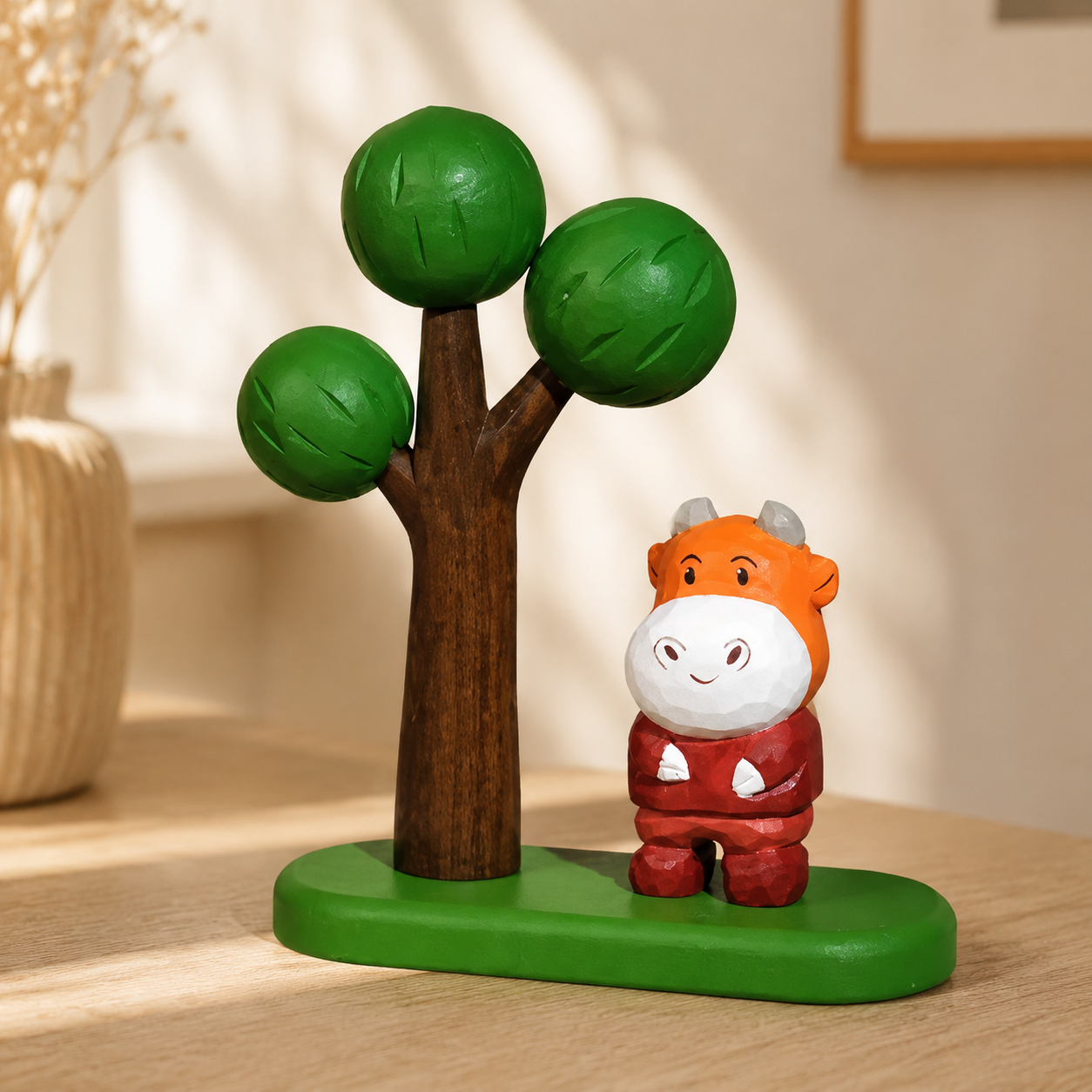 Big Tree Wooden Scene Collection — Big Green Tree with Round-Eared Calf