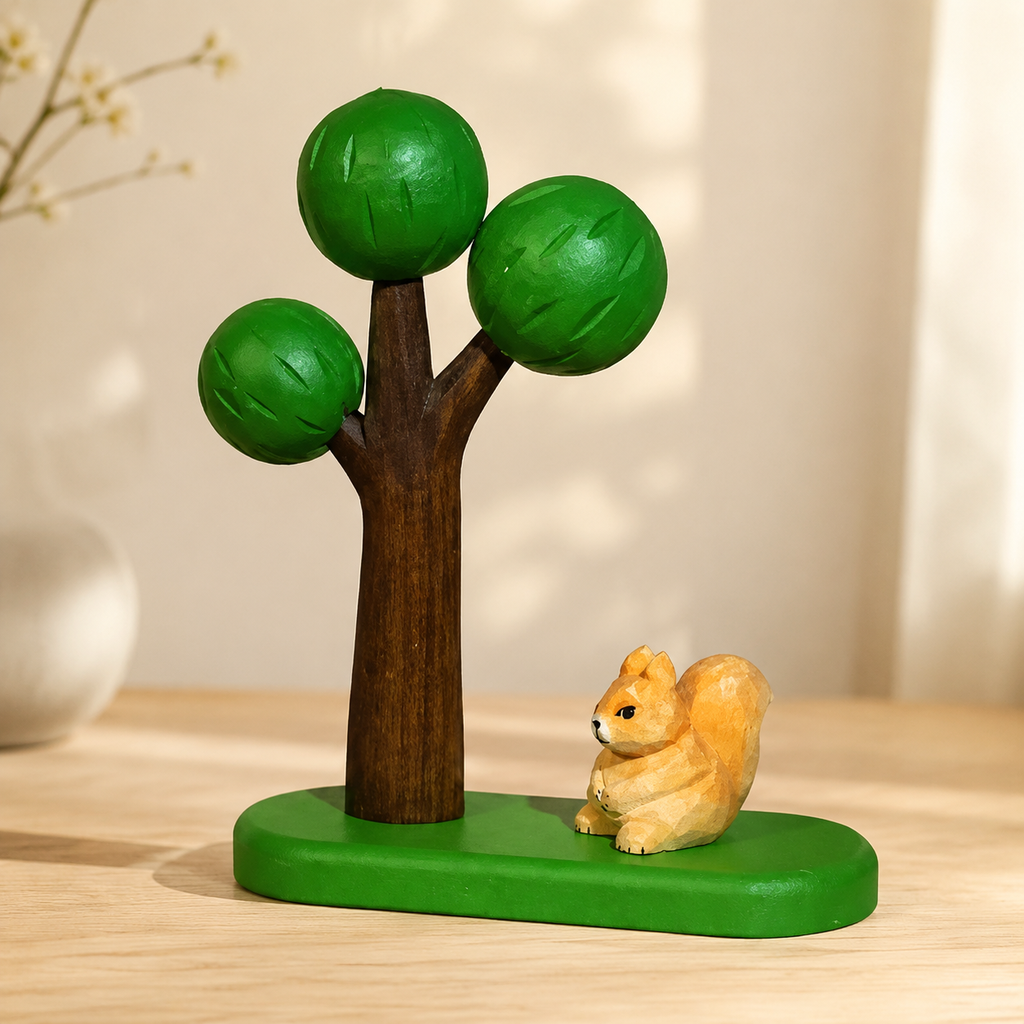Big Tree Wooden Scene Collection — Big Green Tree with Squirrel