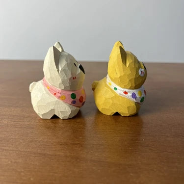 Westie Scarf Puppy Figurine | Handmade Wooden Desk Decor