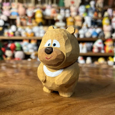 Bear Brothers Wooden Figurines | Handmade Wooden Desk Decor
