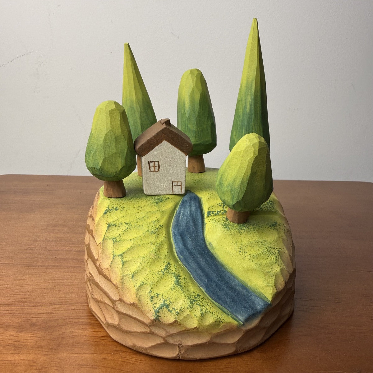 Forest Cottage Wooden Scene | Handmade Wooden Desk Decor