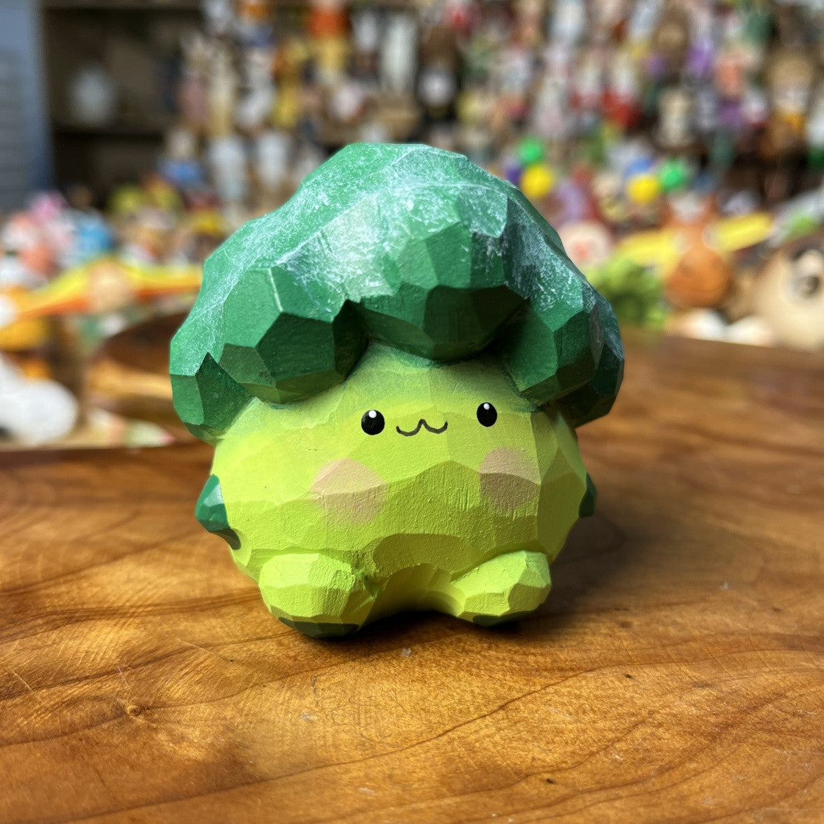 Cute Broccoli Figurine | Handmade Wooden Desk Decor