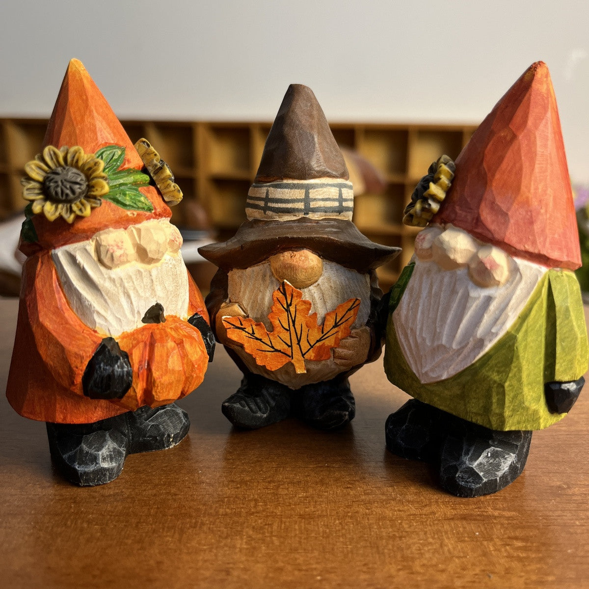 Forest Gnome Figurine | Handmade Wooden Desk Decor