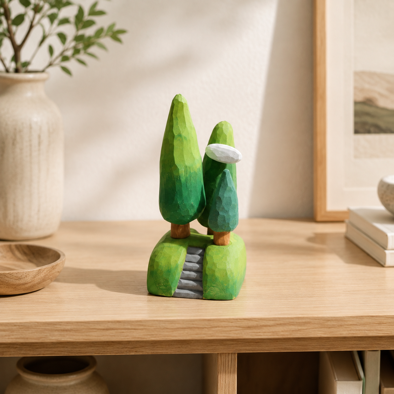 Big Tree Wooden Scene | Handmade Wooden Desk Decor - gallery-ai-2 Western lifestyle photo
