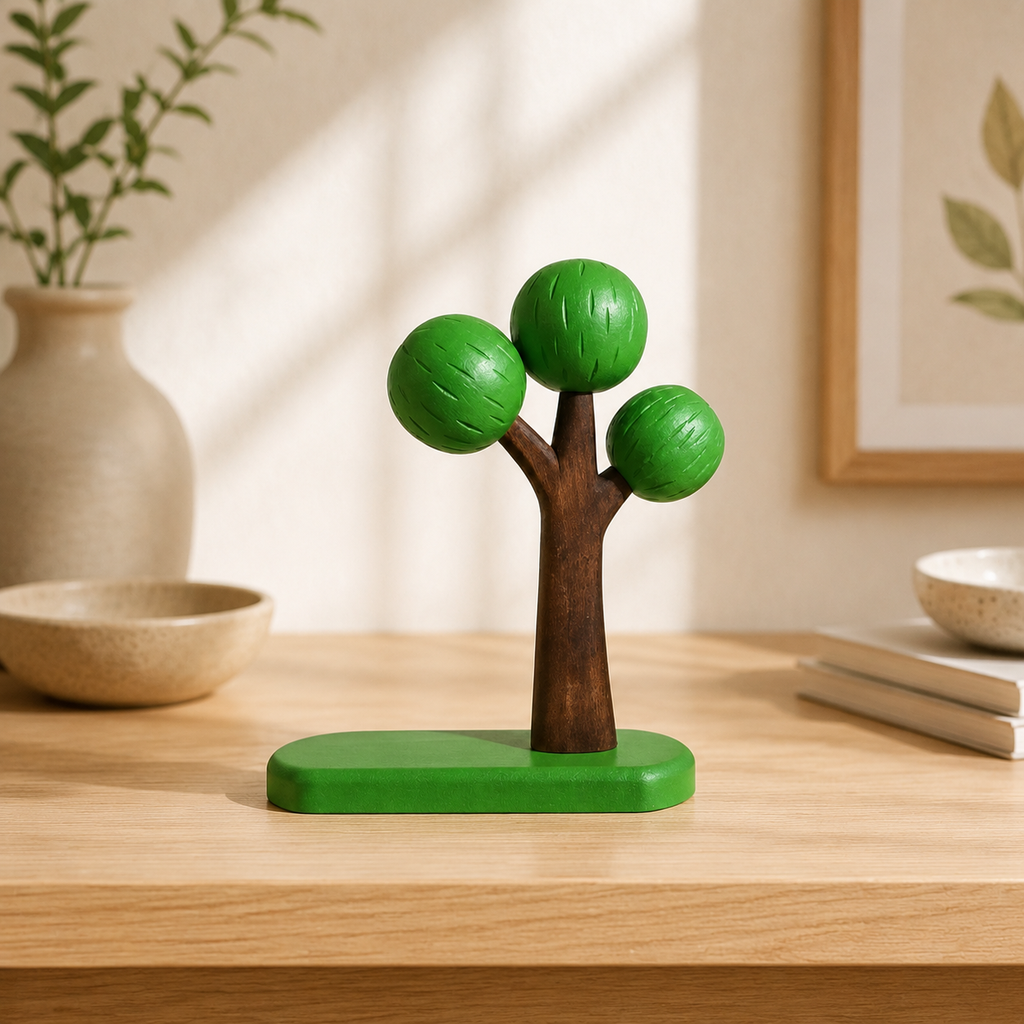 Big Tree Wooden Scene | Handmade Wooden Desk Decor - gallery-ai-2 Western lifestyle photo