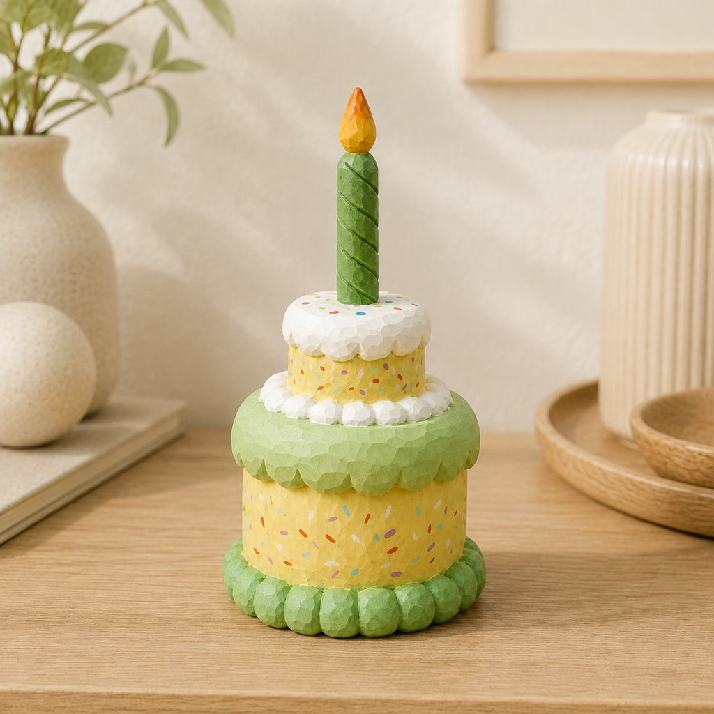 Birthday Cake Wooden Decor | Handmade Desk Decor - gallery-ai-2 Western lifestyle photo