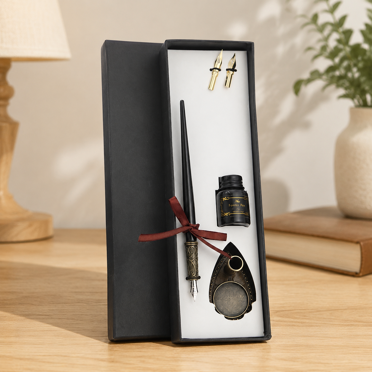 Vintage Calligraphy Dip Pen Gift Set | 3 Styles — Black Irving-Style Dip Pen Gift Set — Western home decor product photo