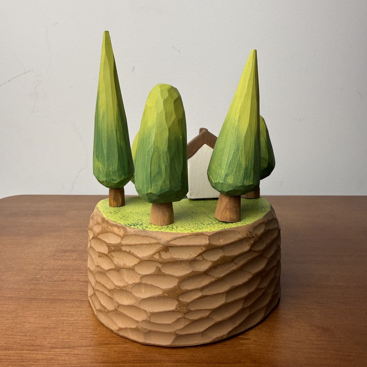 Forest Cottage Wooden Scene | Handmade Wooden Desk Decor