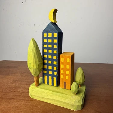City Towers Wooden Decor | Handmade Wooden Desk Decor