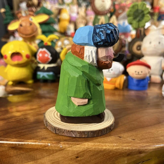 Artistic hand-finished wooden figurine inspired by Girl with a Pearl Earring painting