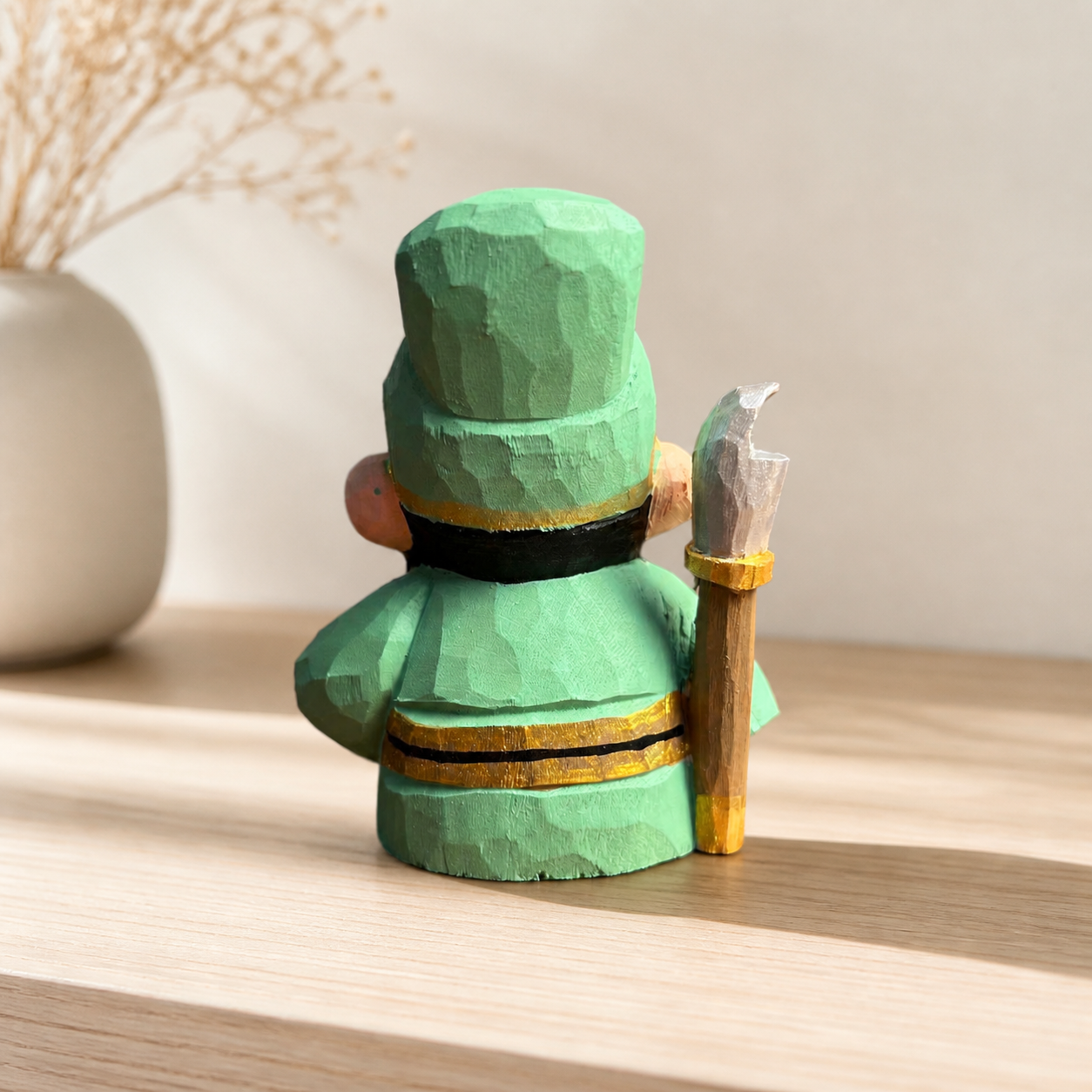 Guan Yu Wealth Figurine | Handmade Wooden Desk Decor - AI lifestyle product photo