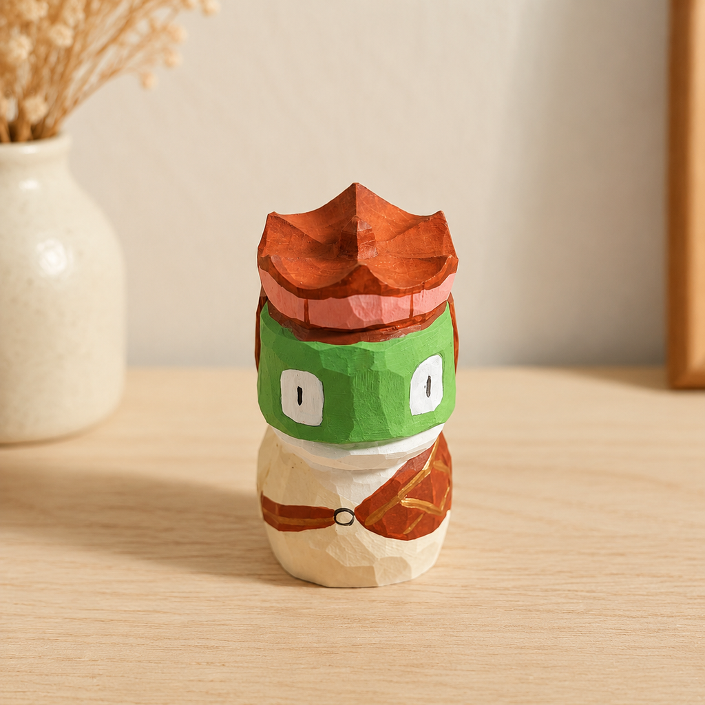 Langlang Mountain Monster Mini | Handmade Wooden Desk Decor - AI lifestyle product photo