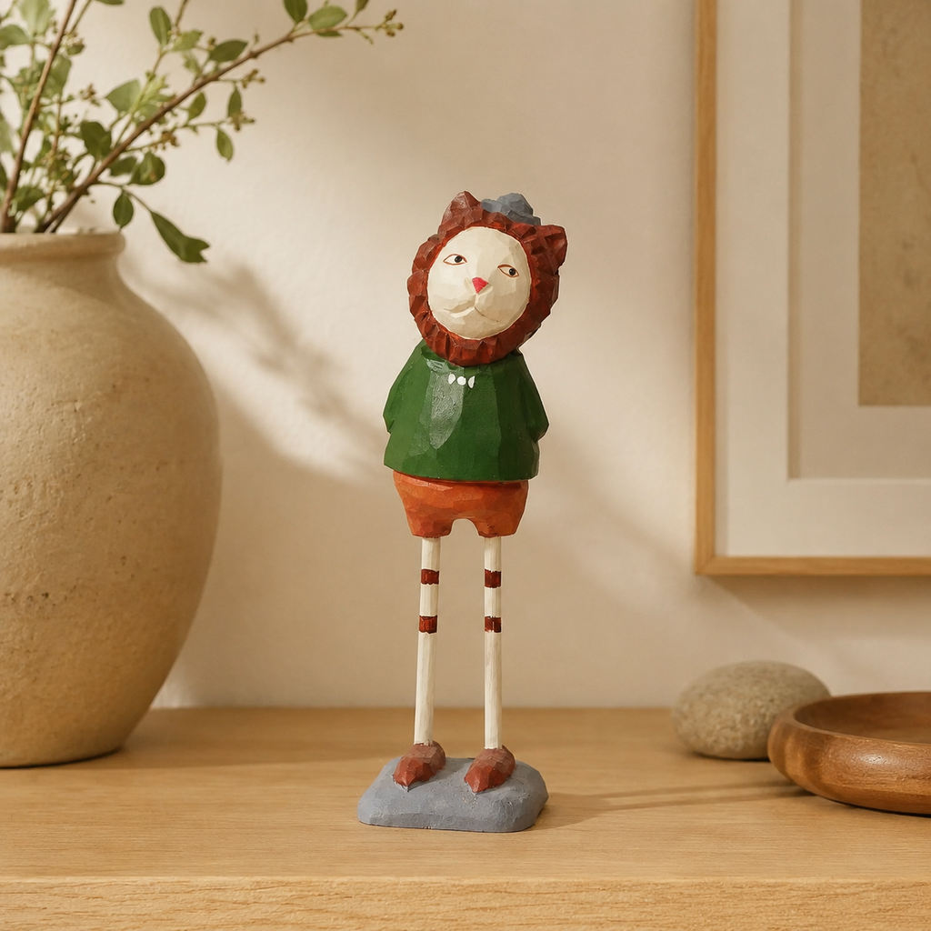 Long-Leg Animal Wooden Figurines - Mr. Lion - Western lifestyle product photo