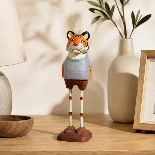 Long-Leg Animal Wooden Figurines - Mr. Tiger - Western lifestyle product photo
