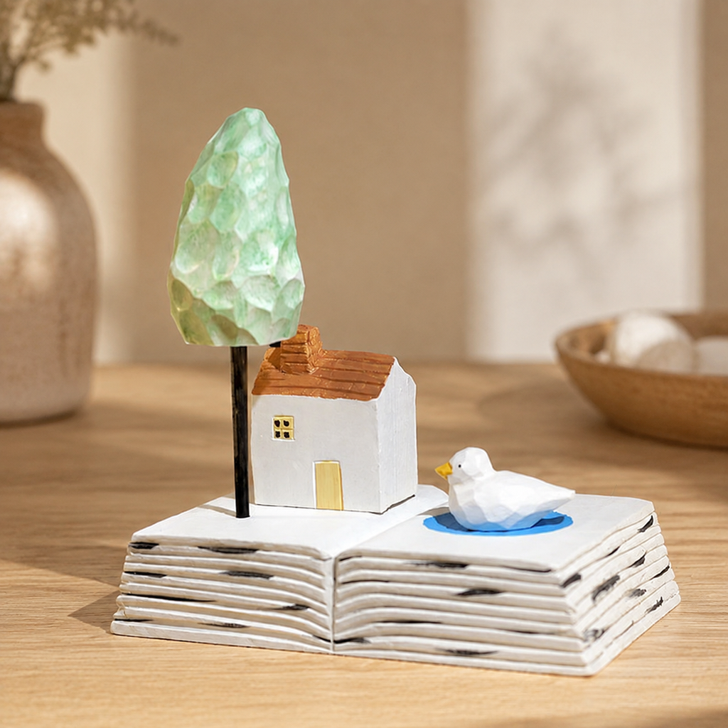 Quiet Days Wooden Scene Set | Handmade Desk Decor — Quiet Days Set — Western home decor product photo