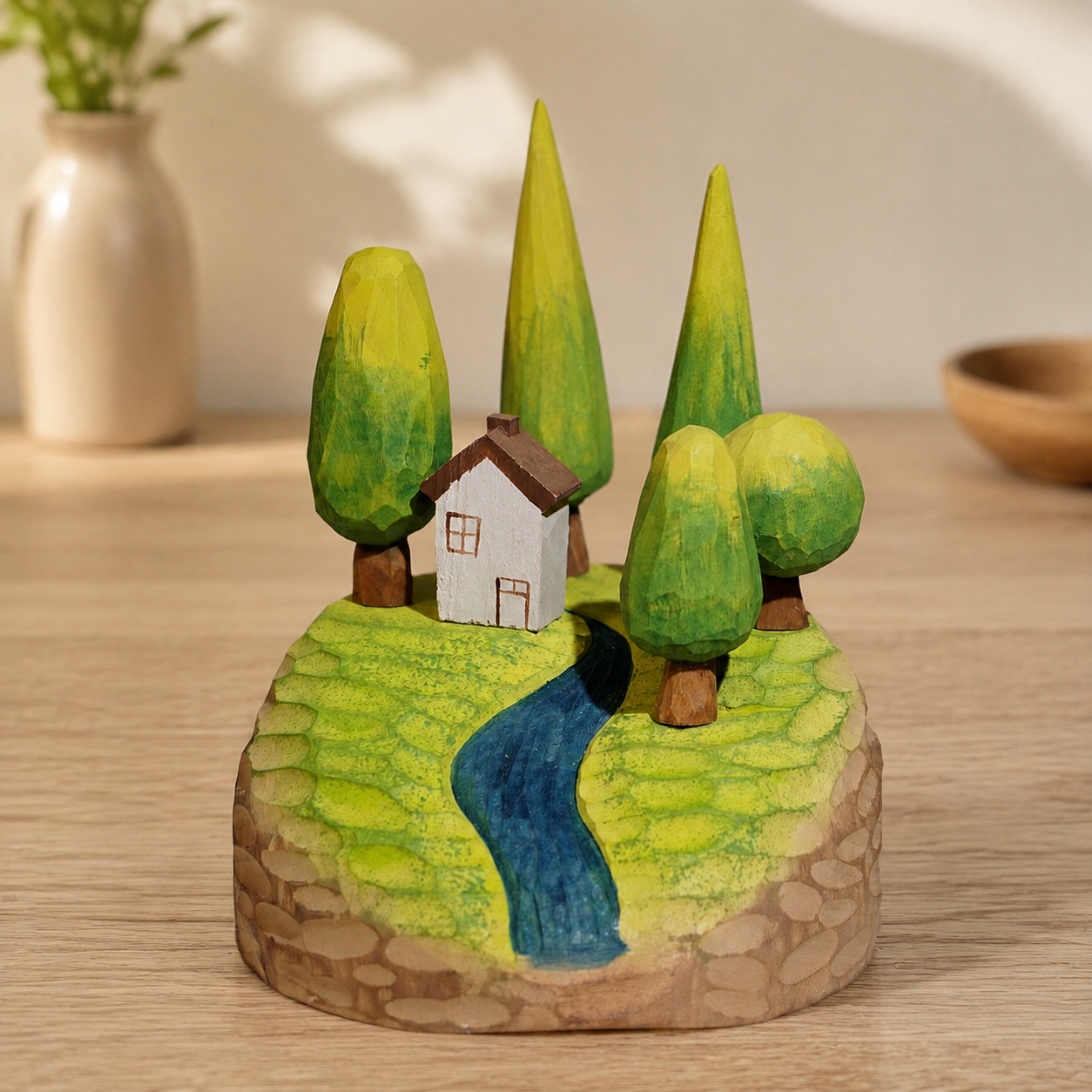 Spring Mountain Forest Wooden Scene | Handmade Desk Decor — Wild Mountain Forest — Western home decor product photo