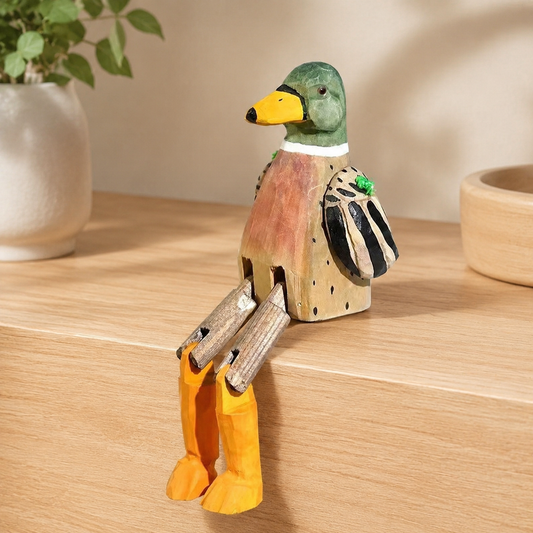 Long-Leg Duck Wooden Figurine | Handmade Desk Decor — Long-Leg Duck — Western home decor product photo
