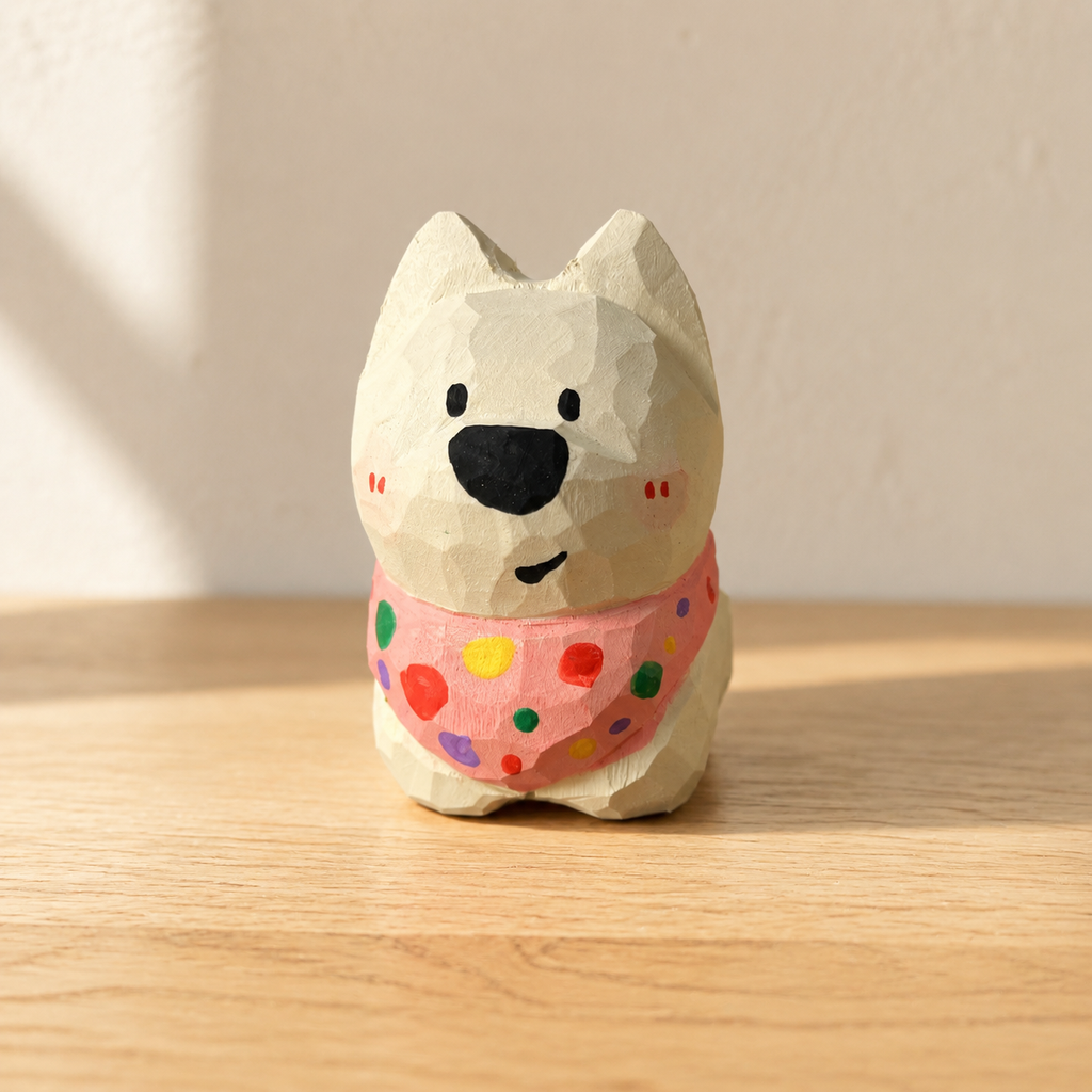 Westie Scarf Dog Wooden Figurine - AI lifestyle 02