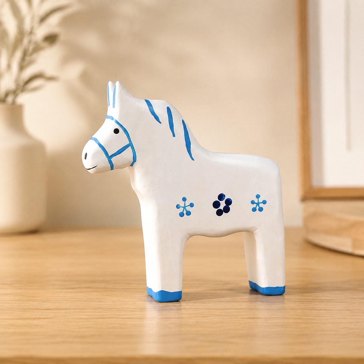 Journey to the West Wooden Figurines | Handmade Desk Decor — White Dragon Horse — Western home decor product photo